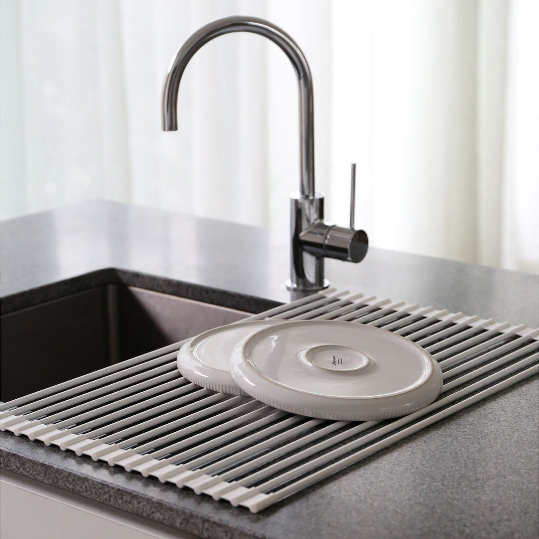 DESIGNSTUFF DRIP Silicone Fold Dish Drying Rack, White