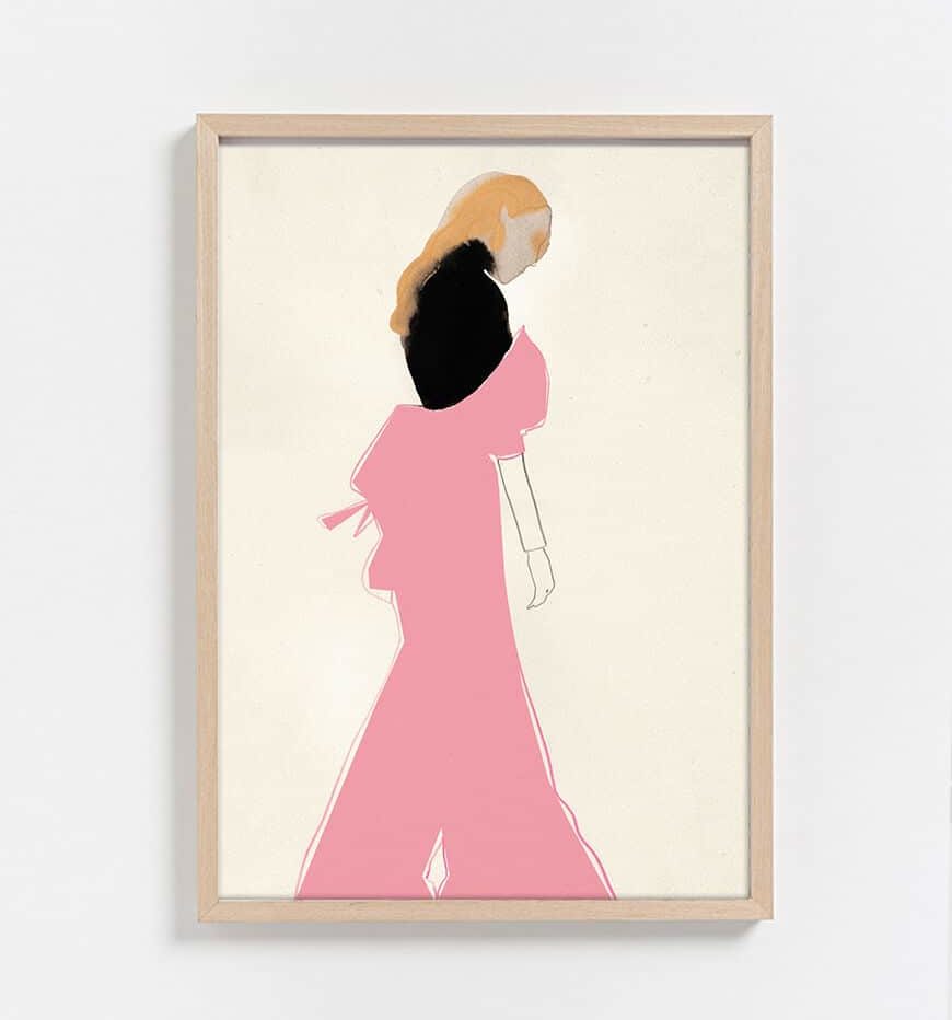 PAPER COLLECTIVE AMELIE HEGARDT Pink Dress Poster Art Print, 50x70cm