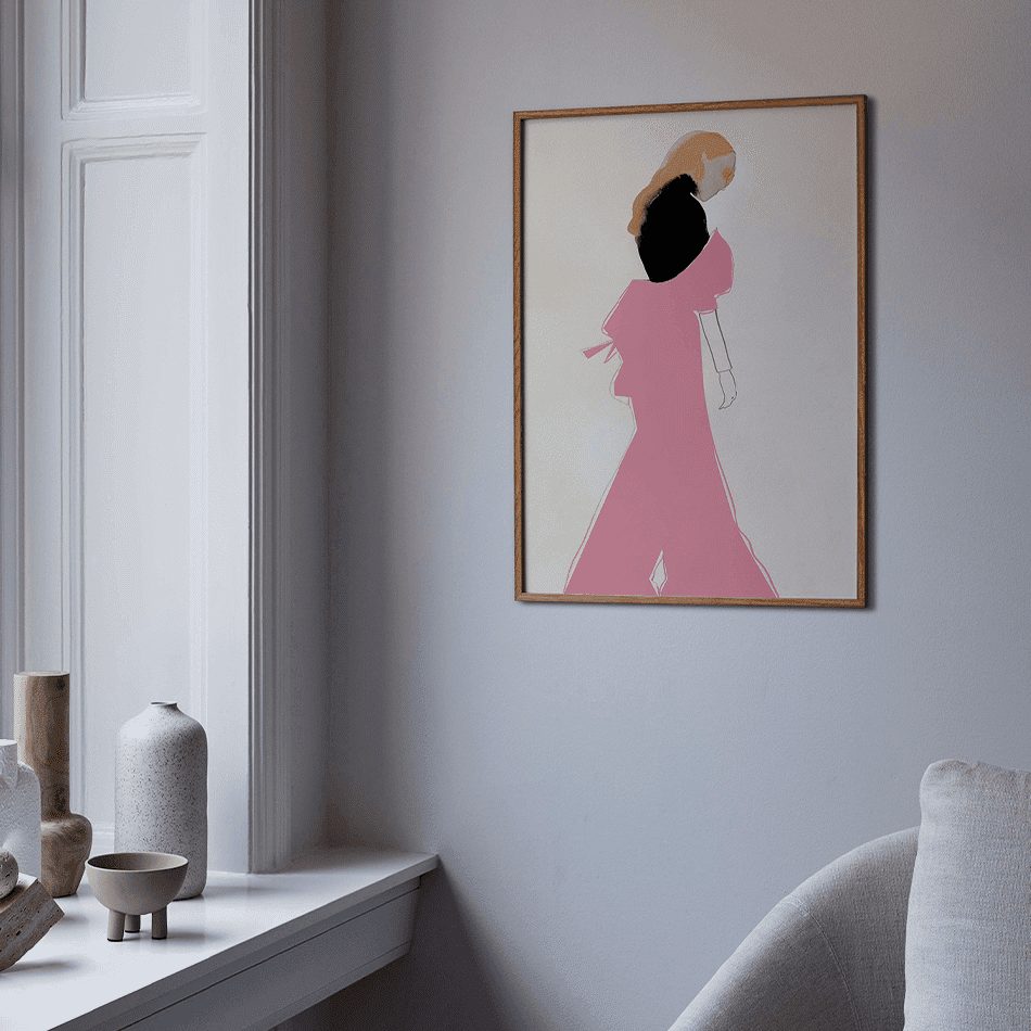 PAPER COLLECTIVE AMELIE HEGARDT Pink Dress Poster Art Print, 50x70cm