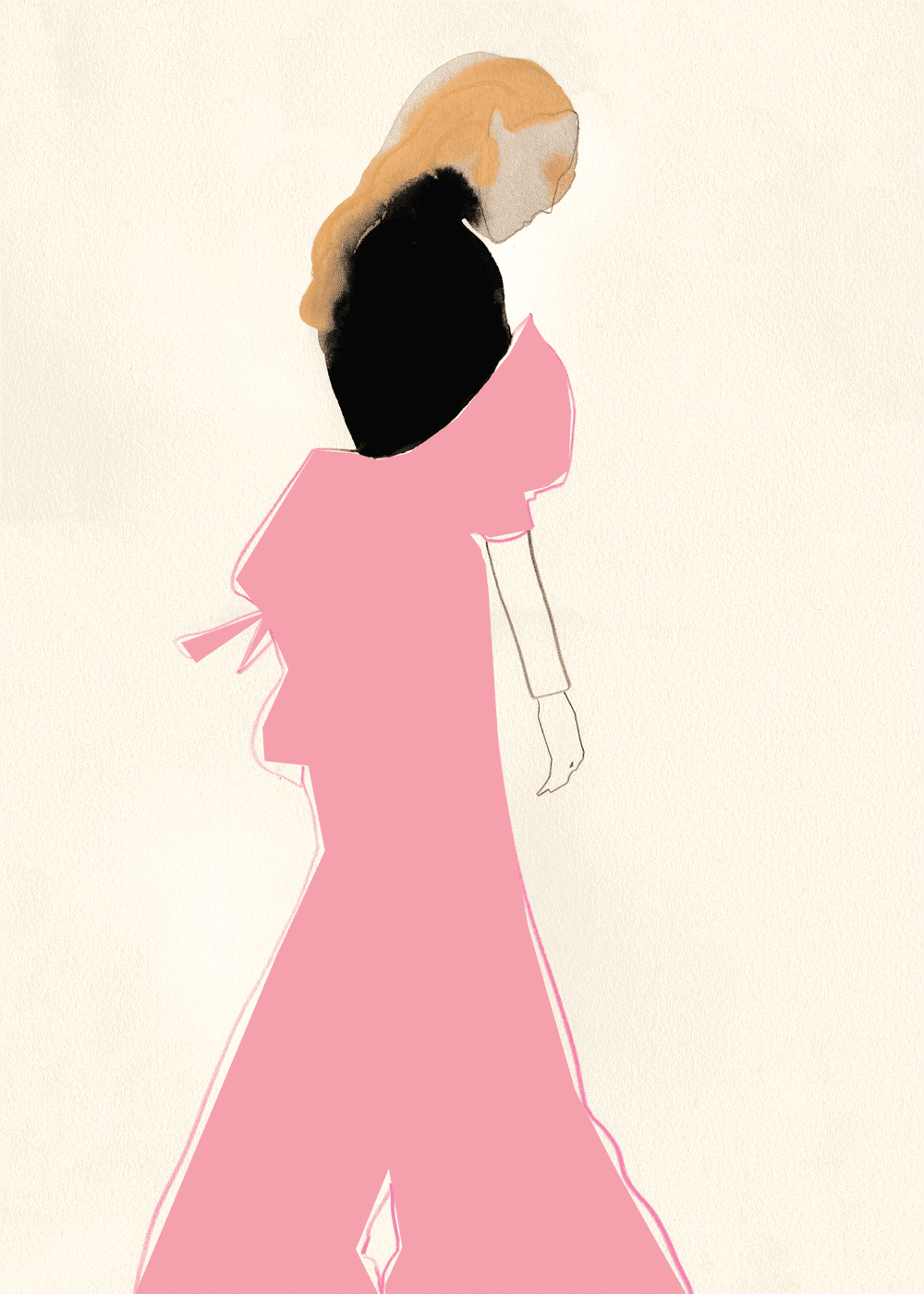 PAPER COLLECTIVE AMELIE HEGARDT Pink Dress Poster Art Print, 50x70cm