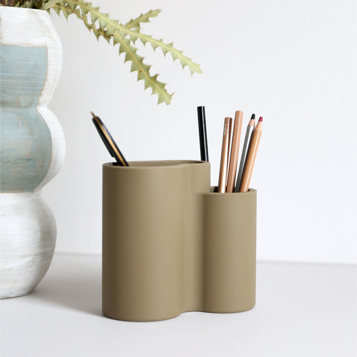 DESIGNSTUFF DRIP Store-All Cutlery Drainer/Holder, Khaki