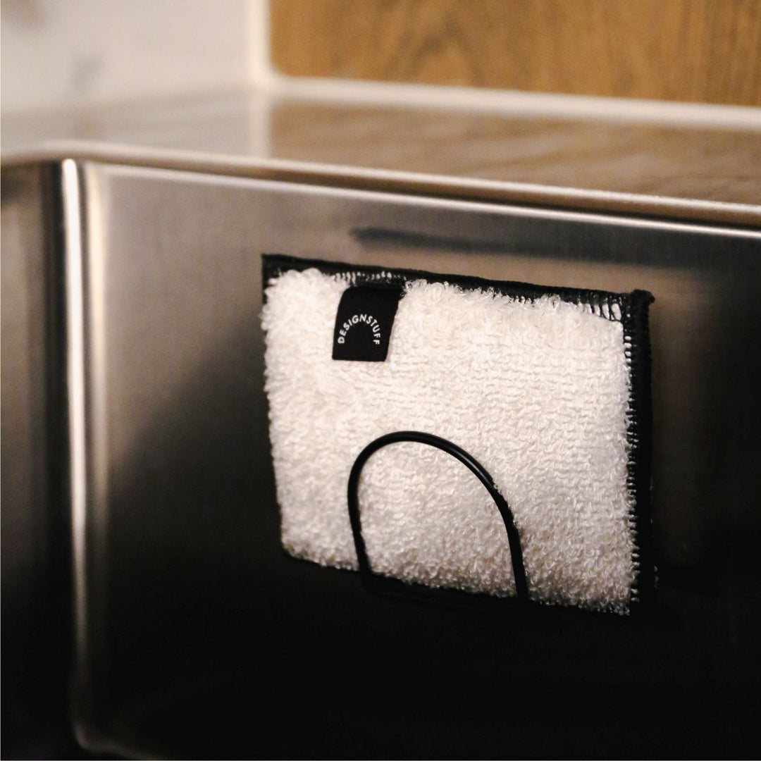 DESIGNSTUFF Bamboo Fibre And Cellulose Sponge, Black (Set of 2)