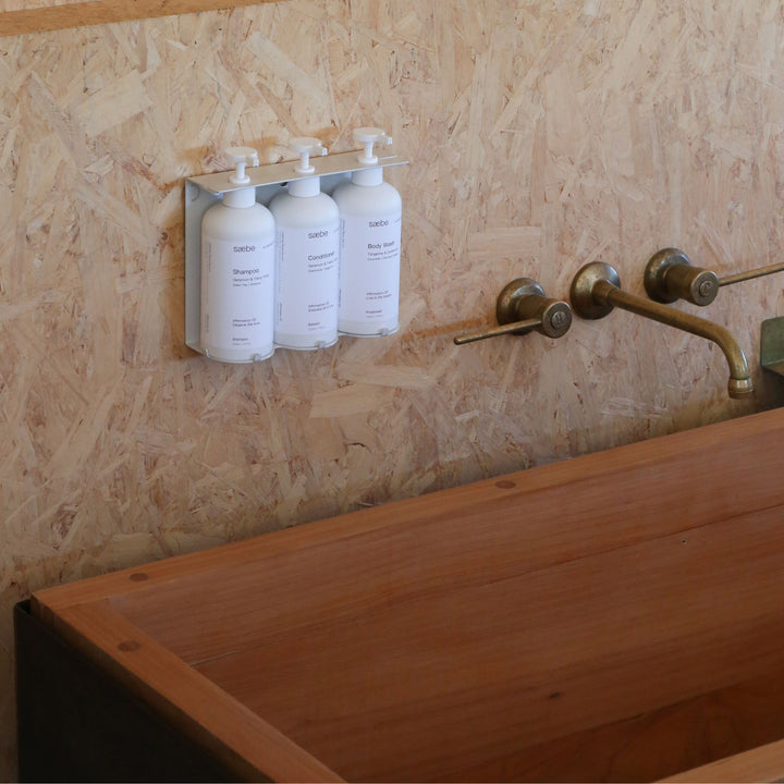 DESIGNSTUFF Lockable Soap Dispenser Holder, Triple 500ml, White