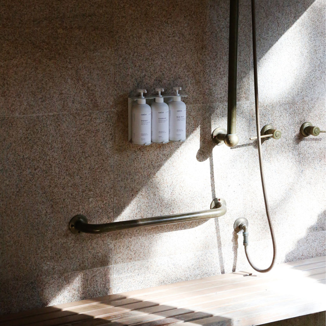 DESIGNSTUFF Lockable Soap Dispenser Holder, Triple 500ml, White