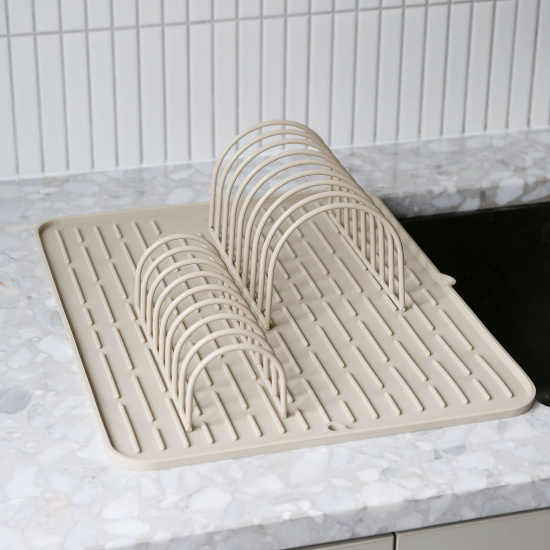 DESIGNSTUFF DRIP Dish Drainer, Sand (Set of 2)