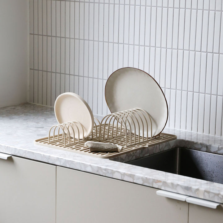 DESIGNSTUFF DRIP Dish Drainer, Sand (Set of 2)