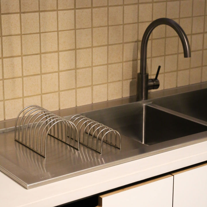 DESIGNSTUFF DRIP Dish Drainer, Brushed Steel (Set of 2)