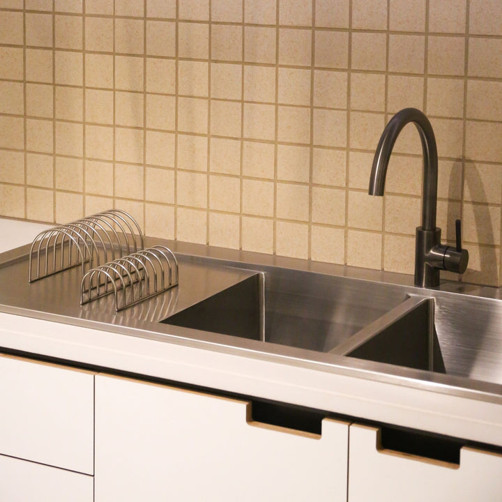DESIGNSTUFF DRIP Dish Drainer, Brushed Steel (Set of 2)