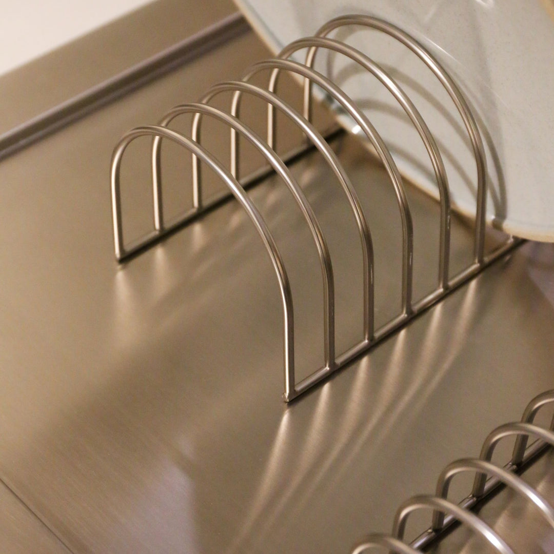 DESIGNSTUFF DRIP Dish Drainer, Brushed Steel (Set of 2)