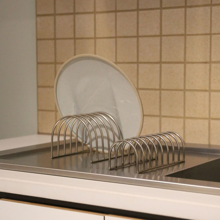 DESIGNSTUFF DRIP Dish Drainer, Brushed Steel (Set of 2)