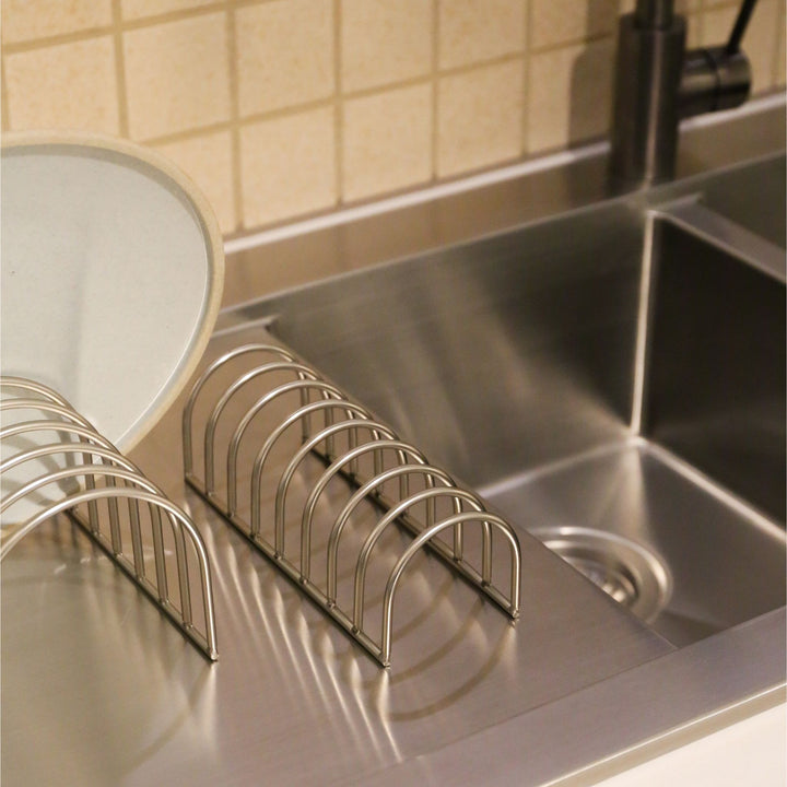 DESIGNSTUFF DRIP Dish Drainer, Brushed Steel (Set of 2)