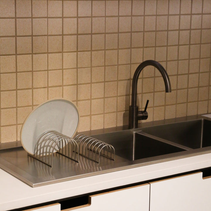 DESIGNSTUFF DRIP Dish Drainer, Brushed Steel (Set of 2)