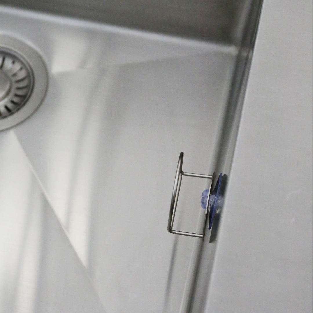 DESIGNSTUFF DRIP Sink Sponge Holder, Brushed Steel