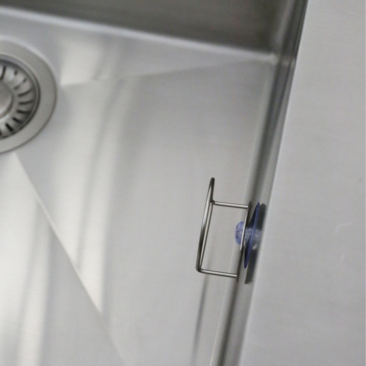 DESIGNSTUFF DRIP Sink Sponge Holder, Brushed Steel