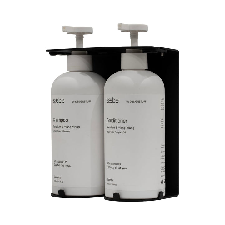 DESIGNSTUFF Lockable Soap Dispenser Holder, Dual 500ml, Black