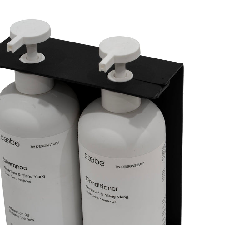 DESIGNSTUFF Lockable Soap Dispenser Holder, Dual 500ml, Black