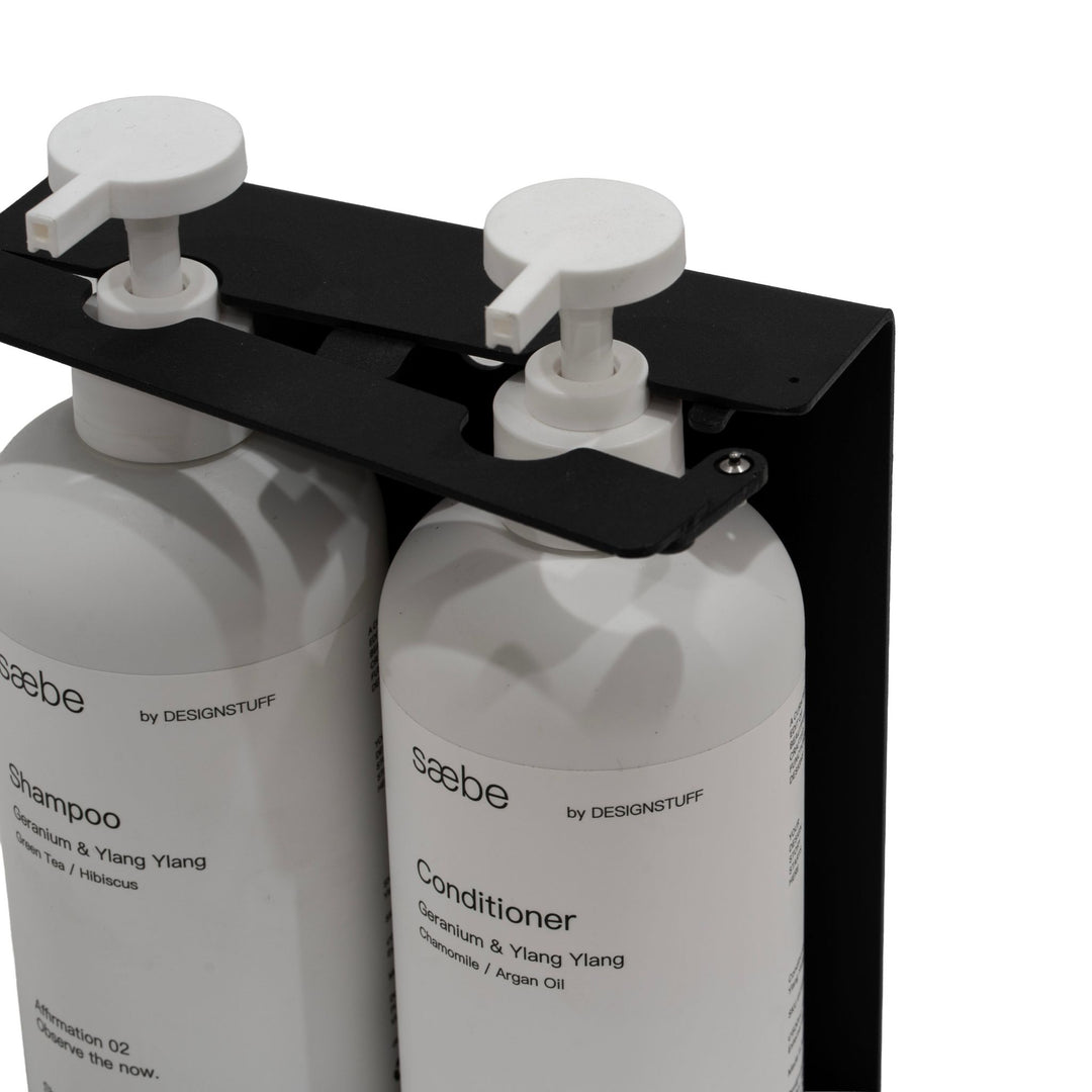 DESIGNSTUFF Lockable Soap Dispenser Holder, Dual 500ml, Black