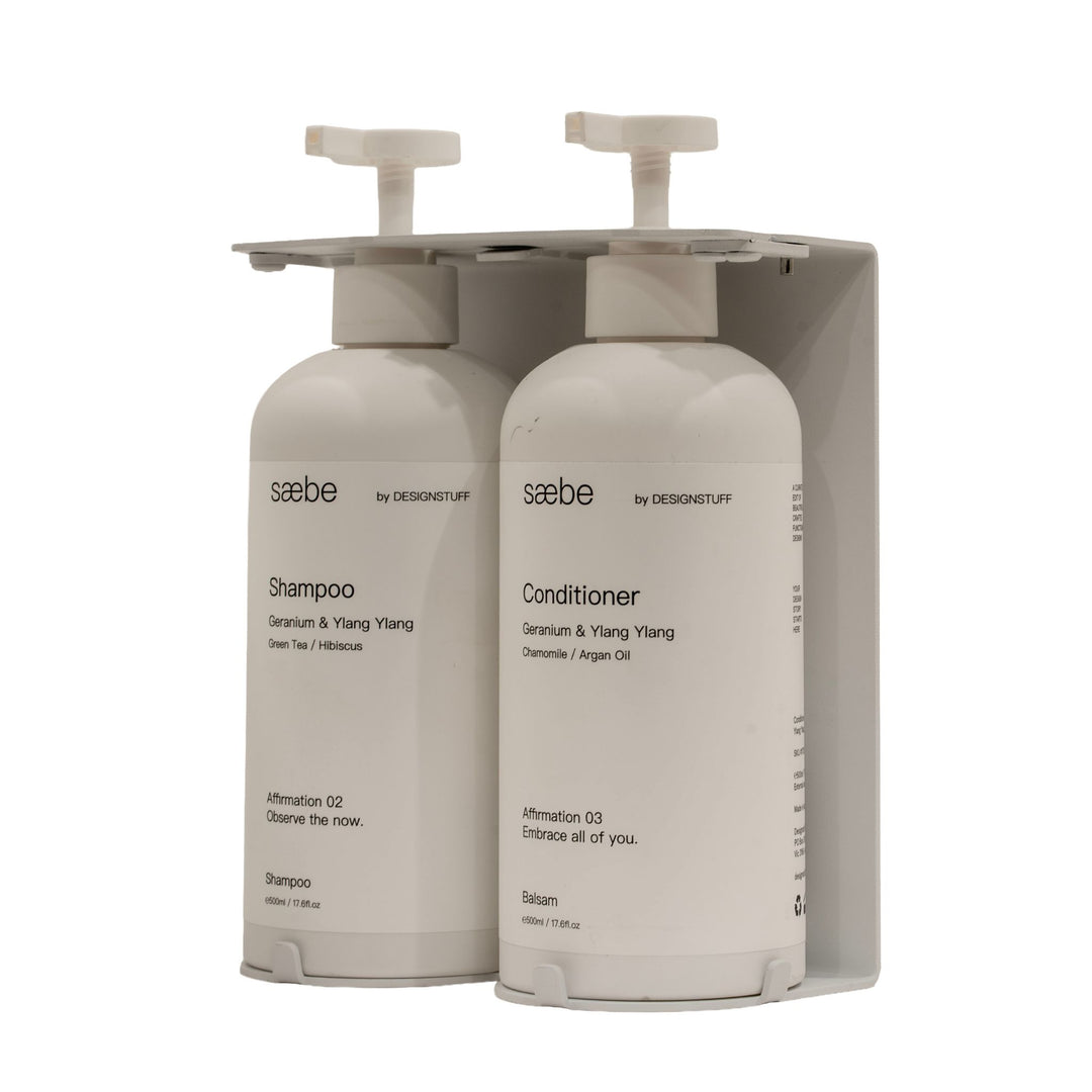 DESIGNSTUFF Lockable Soap Dispenser Holder, Dual 500ml, White