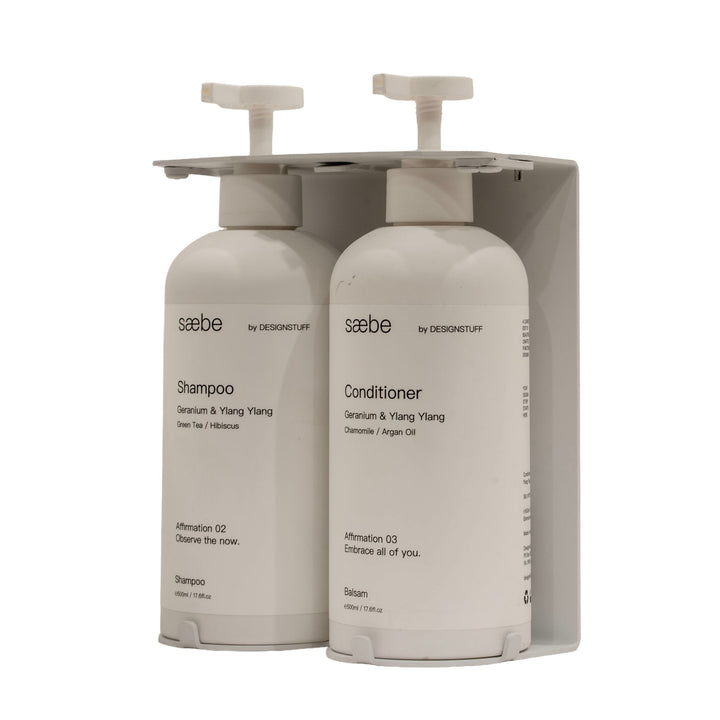 DESIGNSTUFF Lockable Soap Dispenser Holder, Dual 500ml, White