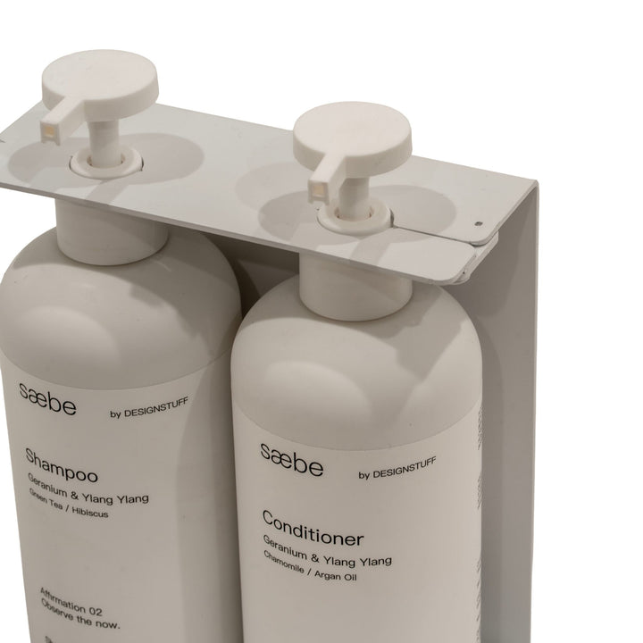 DESIGNSTUFF Lockable Soap Dispenser Holder, Dual 500ml, White