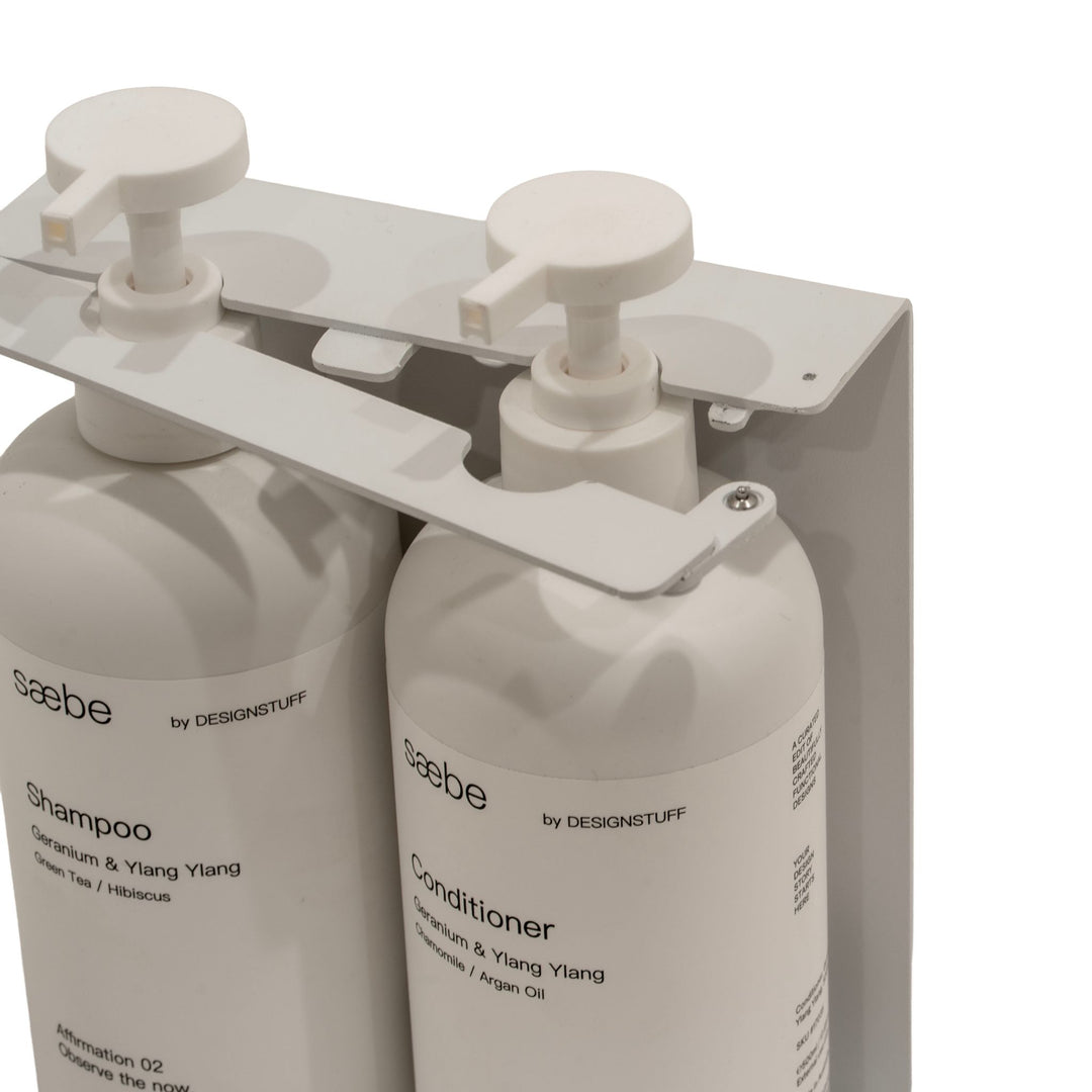 DESIGNSTUFF Lockable Soap Dispenser Holder, Dual 500ml, White