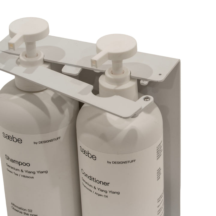 DESIGNSTUFF Lockable Soap Dispenser Holder, Dual 500ml, White
