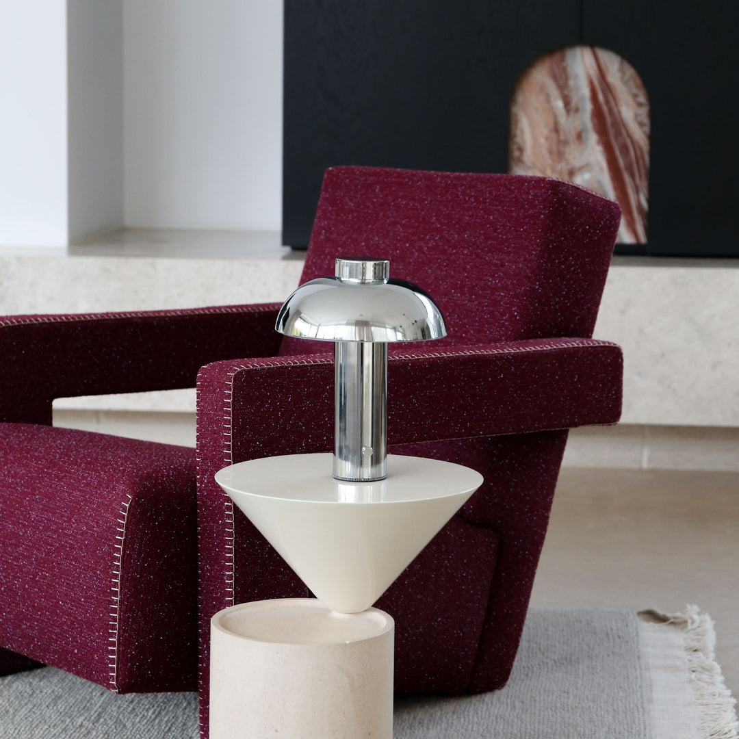 DESIGNSTUFF LUME Elio Pillar Portable Lamp, Chrome/Chrome