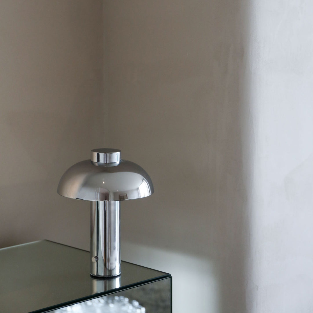 DESIGNSTUFF LUME Elio Pillar Portable Lamp, Chrome/Chrome