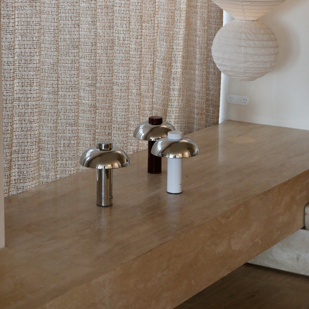 DESIGNSTUFF LUME Elio Pillar Portable Lamp, White/Chrome