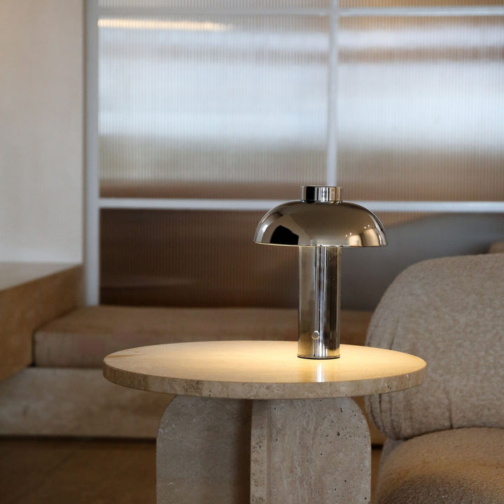 DESIGNSTUFF LUME Elio Pillar Portable Lamp, Chrome/Chrome