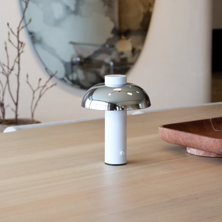 DESIGNSTUFF LUME Elio Pillar Portable Lamp, White/Chrome