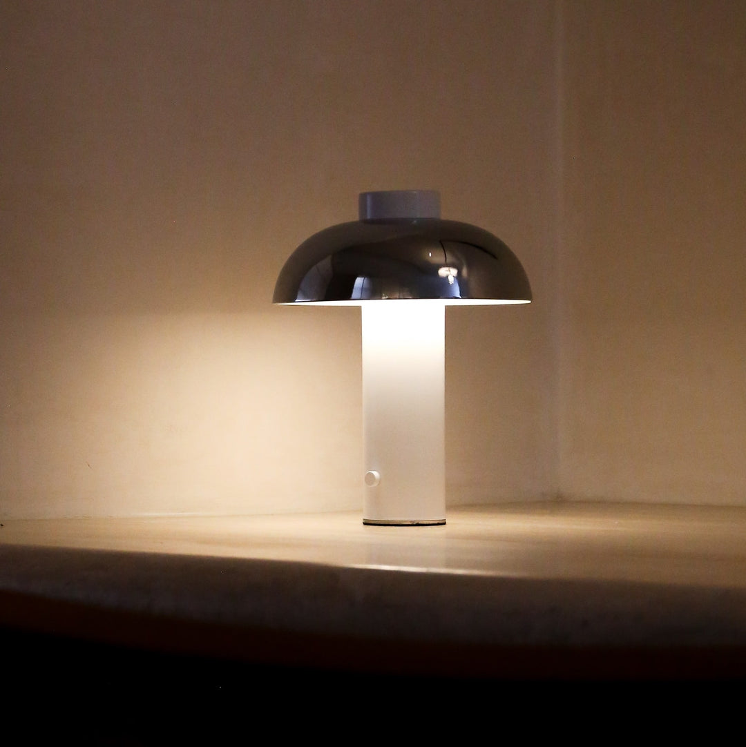 DESIGNSTUFF LUME Elio Pillar Portable Lamp, White/Chrome