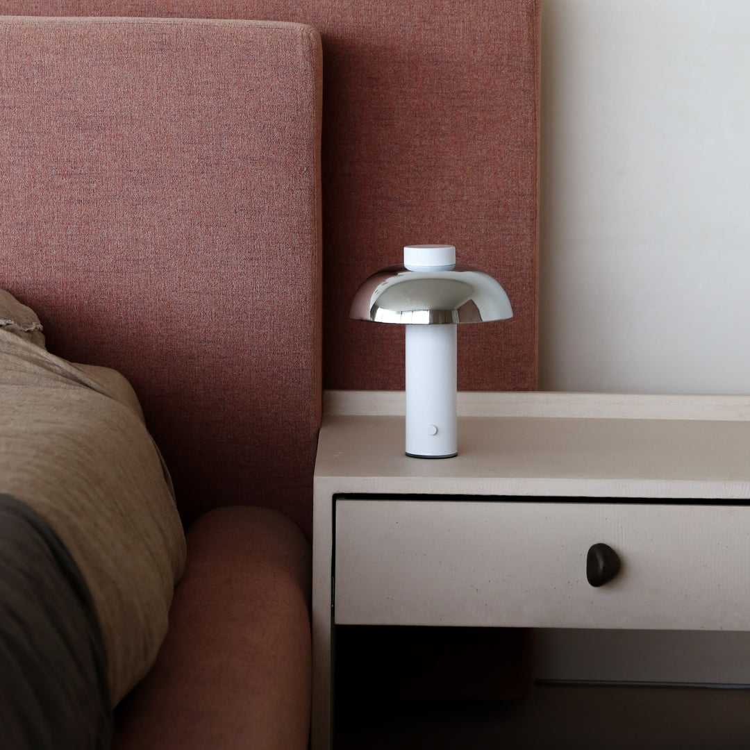 DESIGNSTUFF LUME Elio Pillar Portable Lamp, White/Chrome