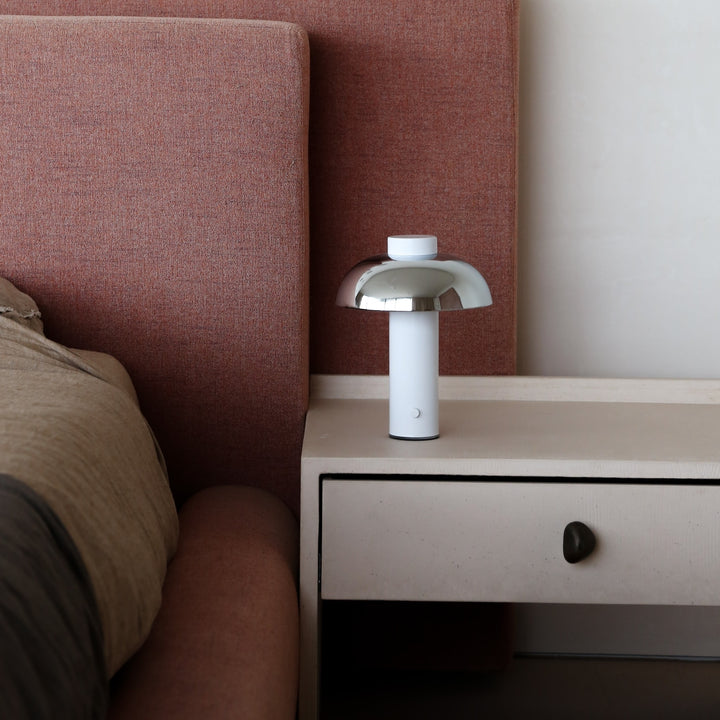 DESIGNSTUFF LUME Elio Pillar Portable Lamp, White/Chrome