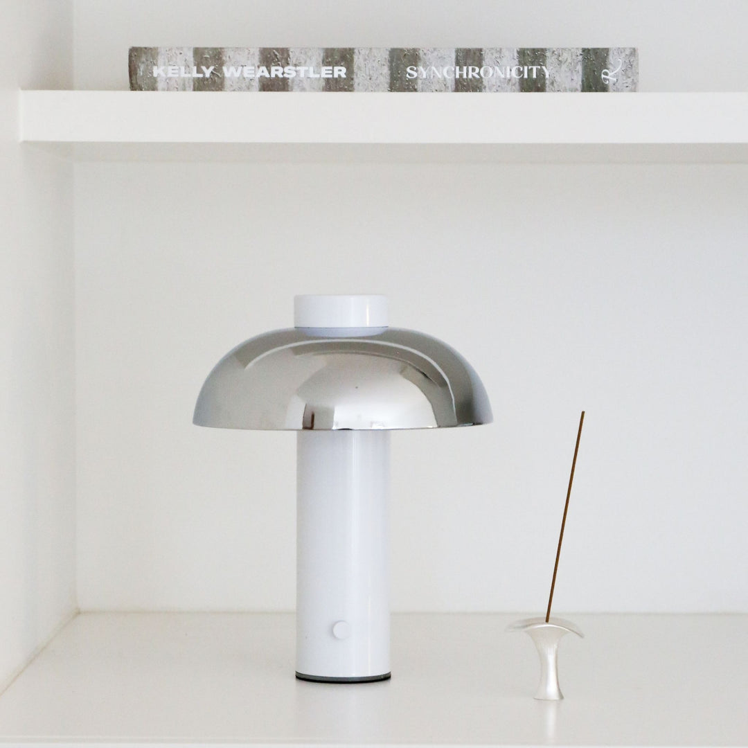 DESIGNSTUFF LUME Elio Pillar Portable Lamp, White/Chrome