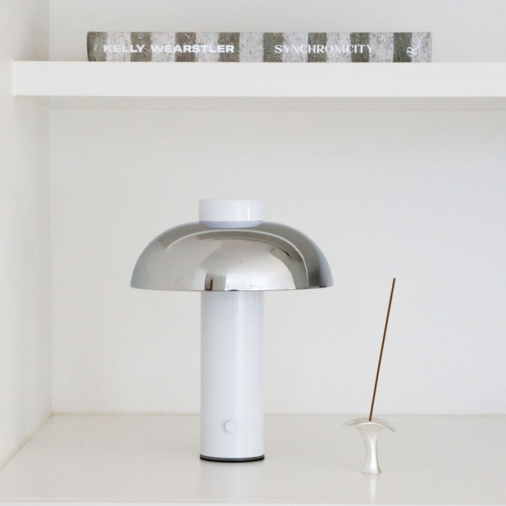 DESIGNSTUFF LUME Elio Pillar Portable Lamp, White/Chrome