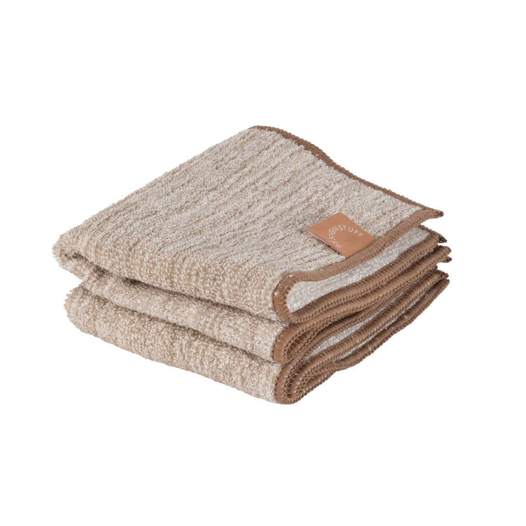 DESIGNSTUFF ETTA Hemp Marle Scourer & Bamboo Dishcloth, Camel (Set of 2)