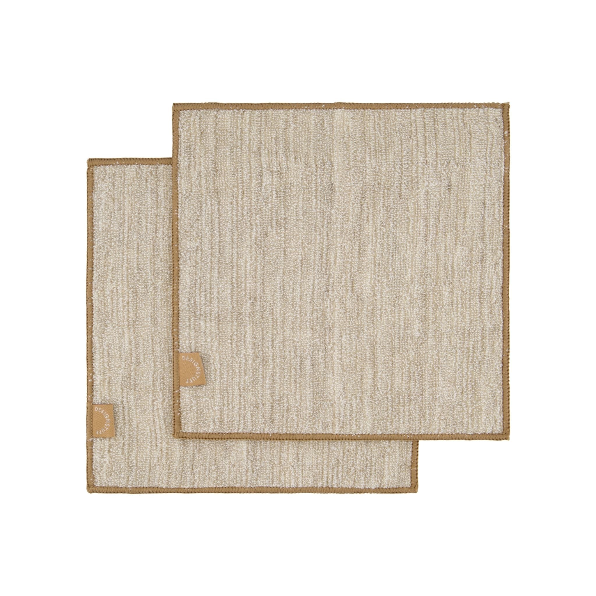 DESIGNSTUFF ETTA Hemp Marle Scourer & Bamboo Dishcloth, Camel (Set of
