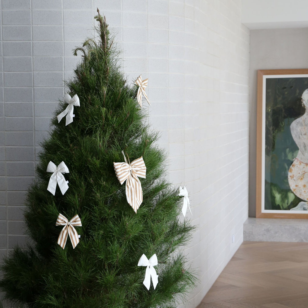 DESIGNSTUFF LUVA Bow w/ Tree Clip, Stripe Cream/Fern