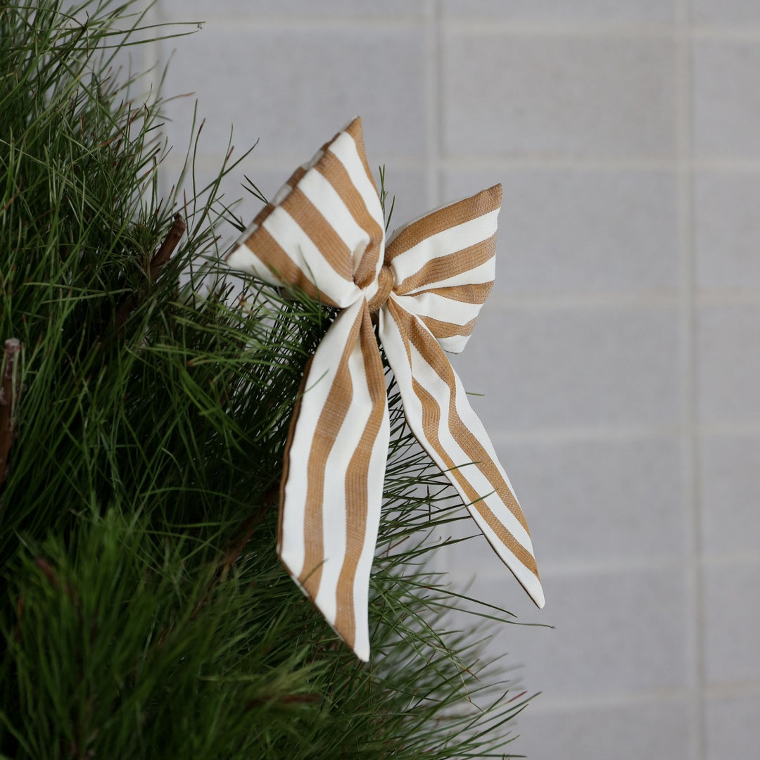DESIGNSTUFF LUVA Bow w/ Tree Clip, Stripe Cream/Fern