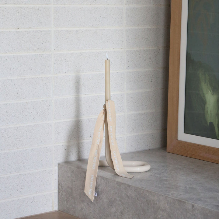 DESIGNSTUFF LUVA Bow w/ Tree Clip, HO HO HO, Cream/White