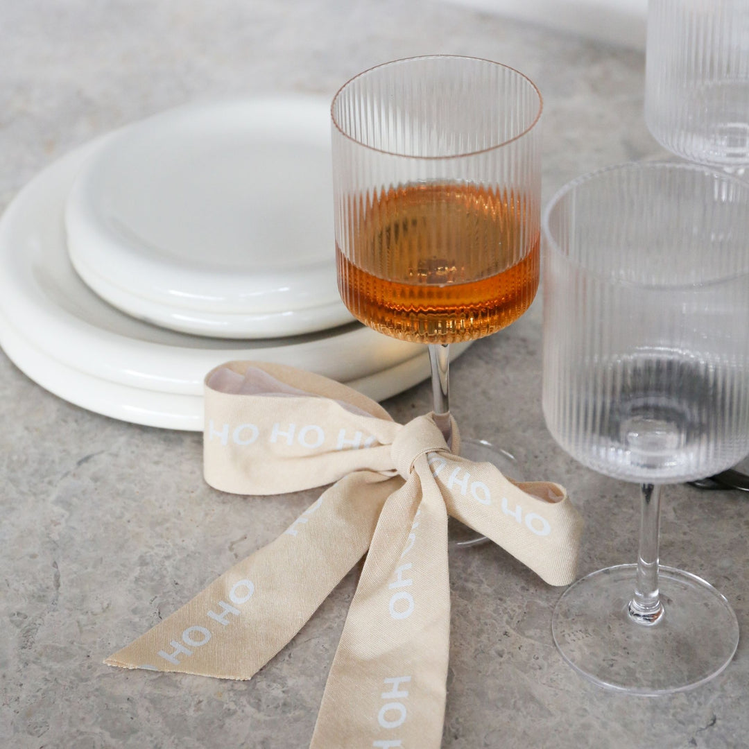 DESIGNSTUFF LUVA Bow w/ Tree Clip, HO HO HO, Cream/White