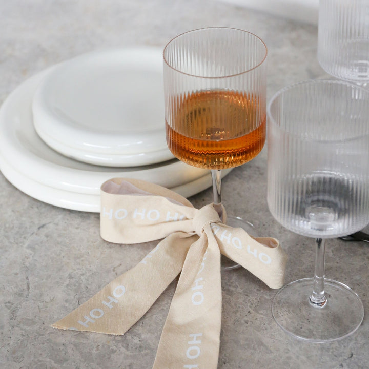 DESIGNSTUFF LUVA Bow w/ Tree Clip, HO HO HO, Cream/White