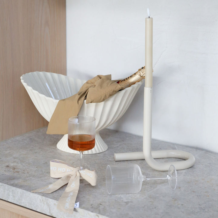 DESIGNSTUFF LUVA Bow w/ Tree Clip, HO HO HO, Cream/White