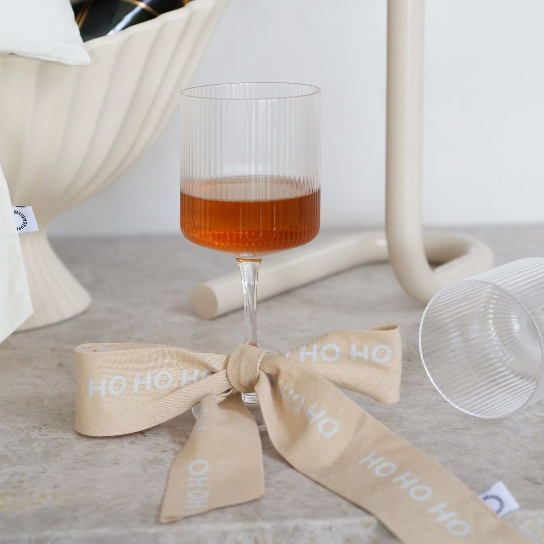 DESIGNSTUFF LUVA Bow w/ Tree Clip, HO HO HO, Cream/White