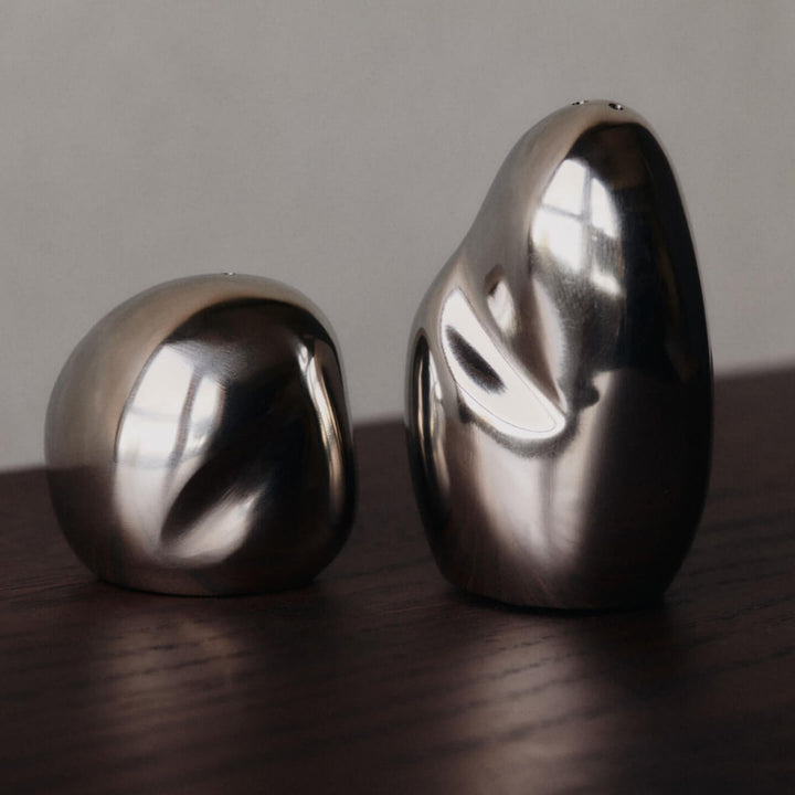 FERM LIVING Orevo Salt & Pepper Shakers, Steel (Set of 2)