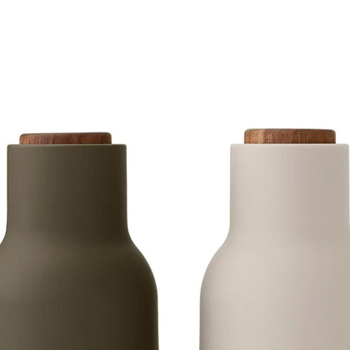AUDO CPH Salt and Pepper Bottle Grinders Set, Small, Hunting Green/Beige w/ Walnut Lid