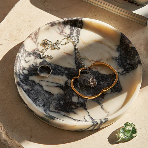 BLACK BLAZE Linea Round Marble Tray, D20cm, Calacatta Viola