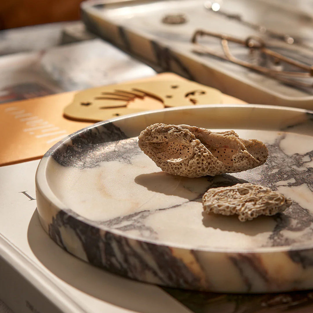 BLACK BLAZE Linea Round Marble Tray, D20cm, Calacatta Viola