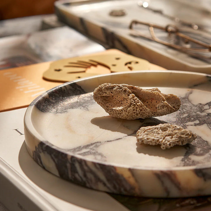 BLACK BLAZE Linea Round Marble Tray, D20cm, Calacatta Viola